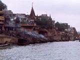 Manikarnika Ghat is one of the holiest cremation grounds among the sacred riverfronts (ghats), located on the banks of River Ganga, in the city of Varanasi in the Indian state of Uttar Pradesh.