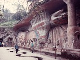 The Dazu Rock Carvings, North Hill and Baoding Mountain where you can always see pilgrims and preaching monks. Chongqing Province, China