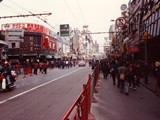 Day view of busy Nanjing Road (Year 1990), Shanghai, China