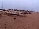 Puri beach with solid wood boats