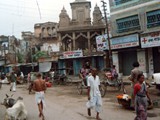 Varanasi has the highest concentration of religious building in the world – being one of the oldest cities on earth, it has over 23,000 temples. Hindu temples have been continuously built here since prehistoric times, many were destroyed during the Islamic Mughal ruling in 12-13th century, and many just crumbled with time. The entire waterfront is lined up with temples. Further in town is the most sacred and famous Kashi Vishwanath temple (no photography allowed and difficult access given insane crowds of pilgrims). The narrow streets of catacomb-like inner city are also dotted with temples